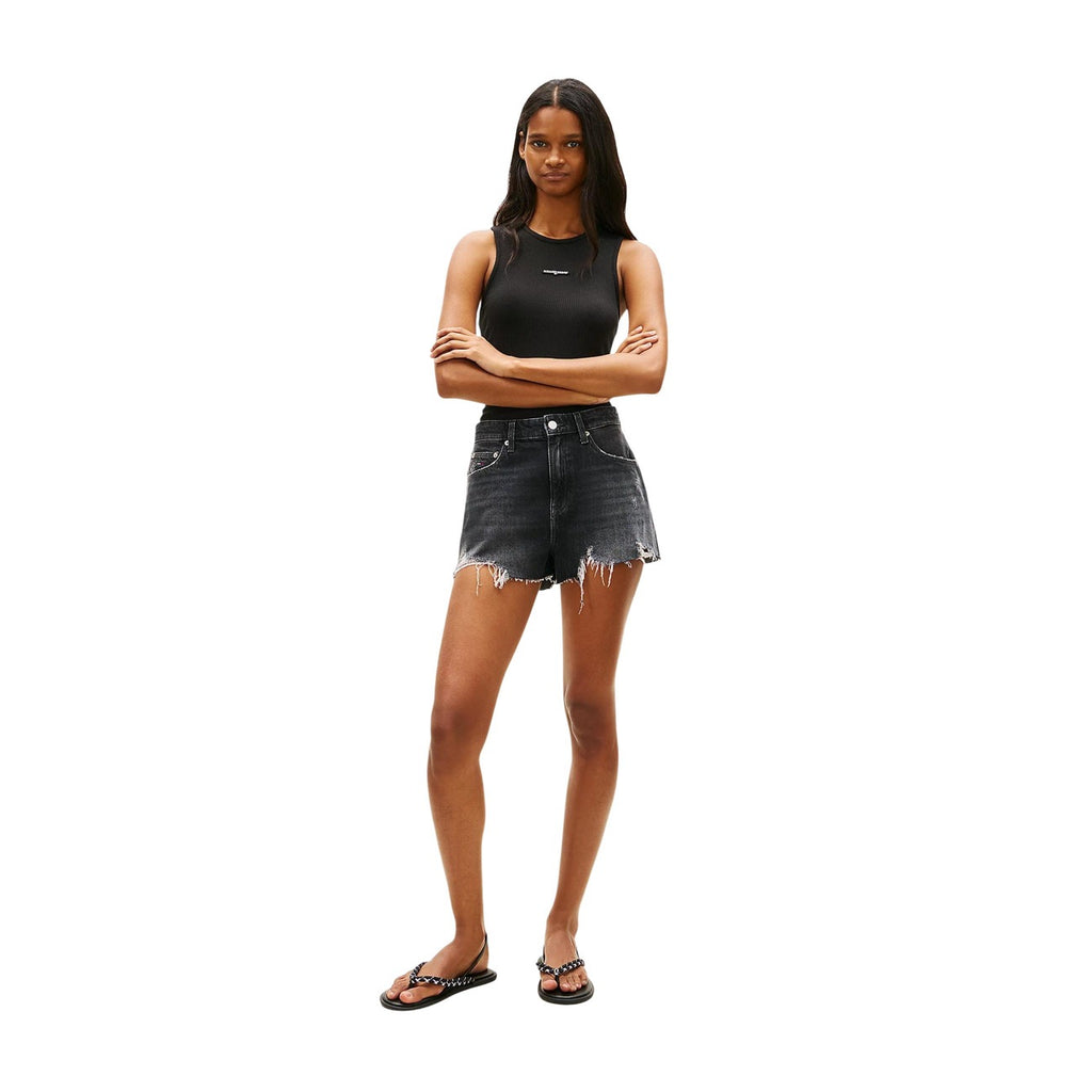 Tommy Hilfiger Jeans Shorts Donna Nero In Cotone Organico Primavera