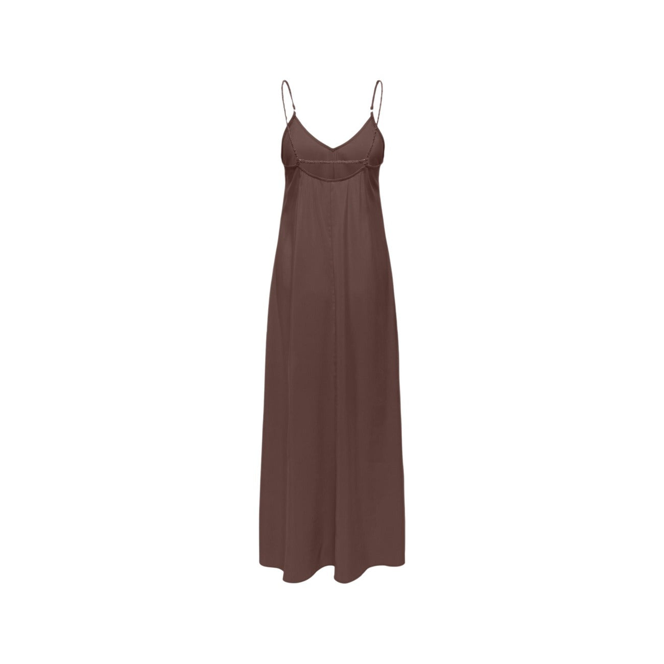 Only Abito Lungo Donna Marrone Spalline Scollo A V Primavera Estate