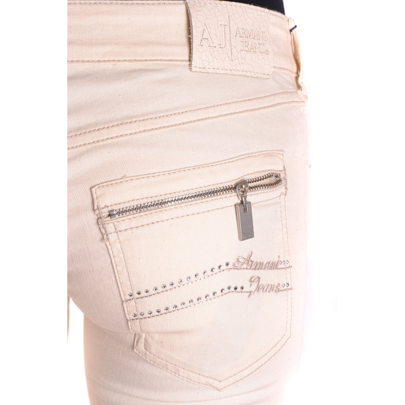 Armani Jeans Donna Jeans Beige Vita Media Cotone Lyocell Elastan