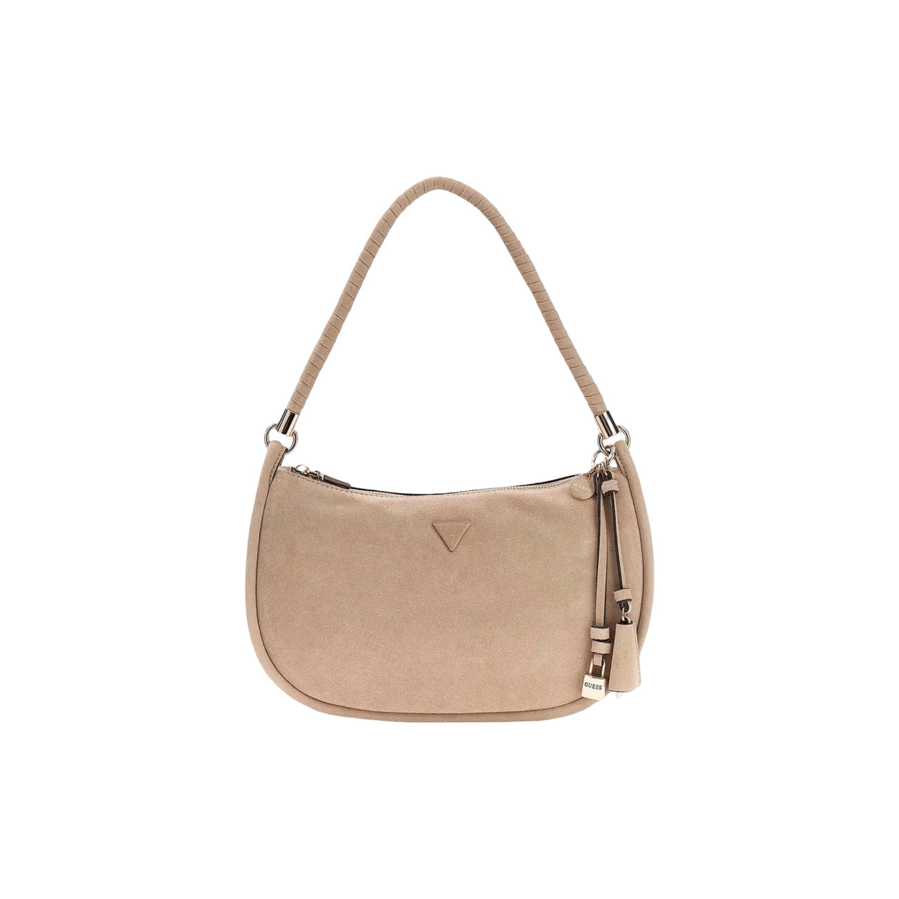 Guess Borsa Donna Danya Hobo Marrone Con Zip Tasche Interne