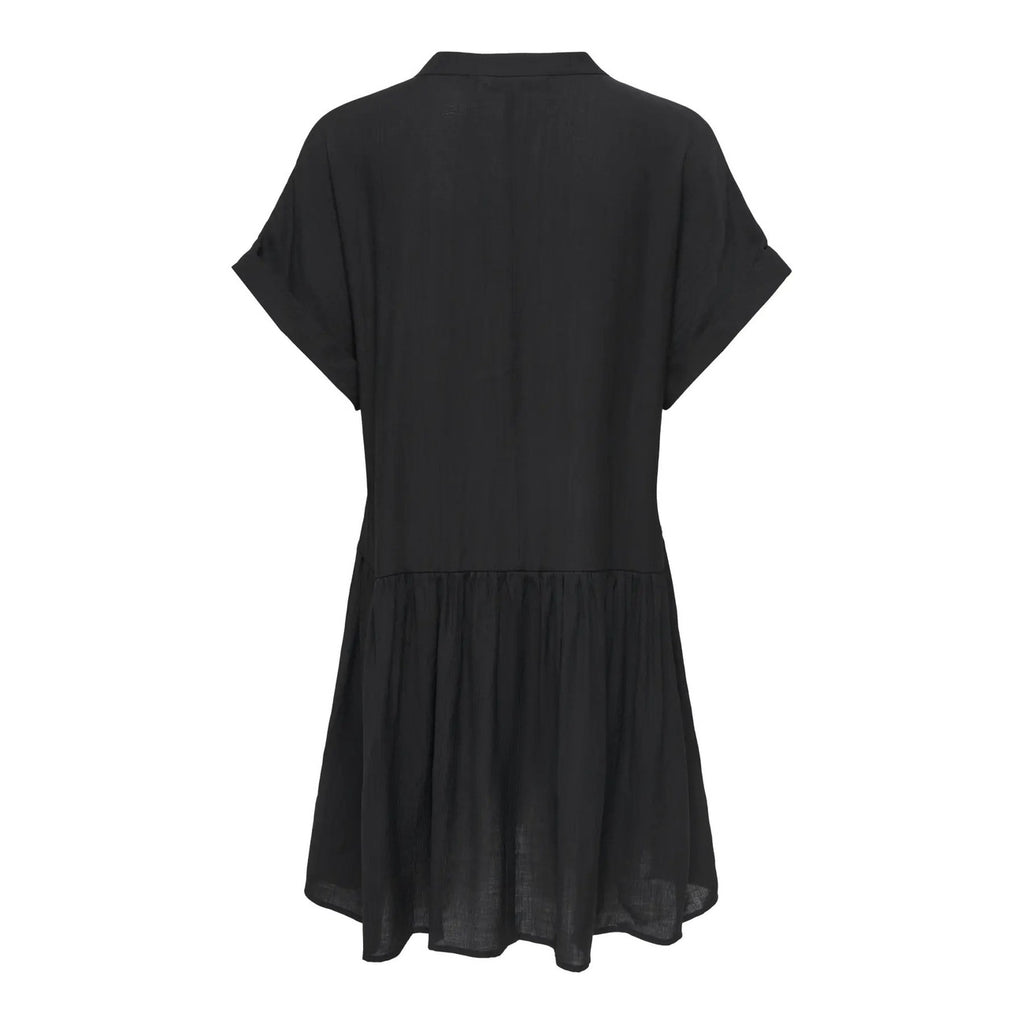 Only Abito Donna Nero Scollo A V Maniche Corte Primavera Estate