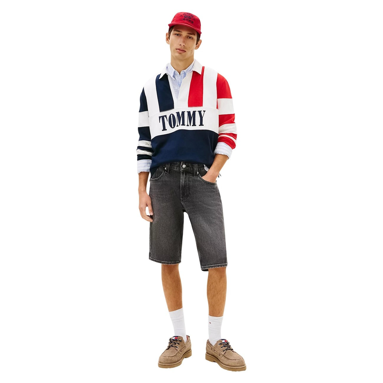 Tommy Hilfiger Jeans Bermuda Uomo Nero In Cotone Organico