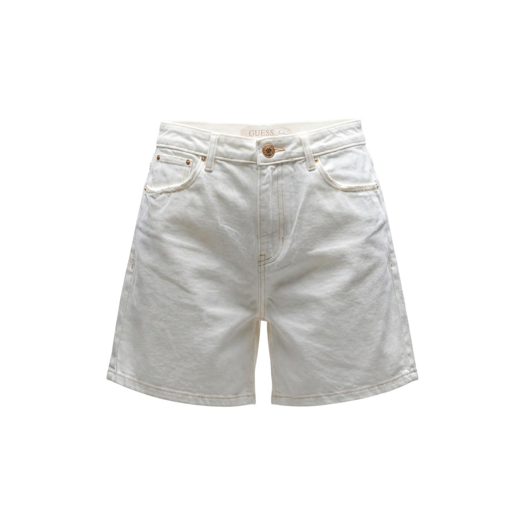 Guess Shorts Donna Super Relaxed Bianco Cotone Lyocell Primavera Estate