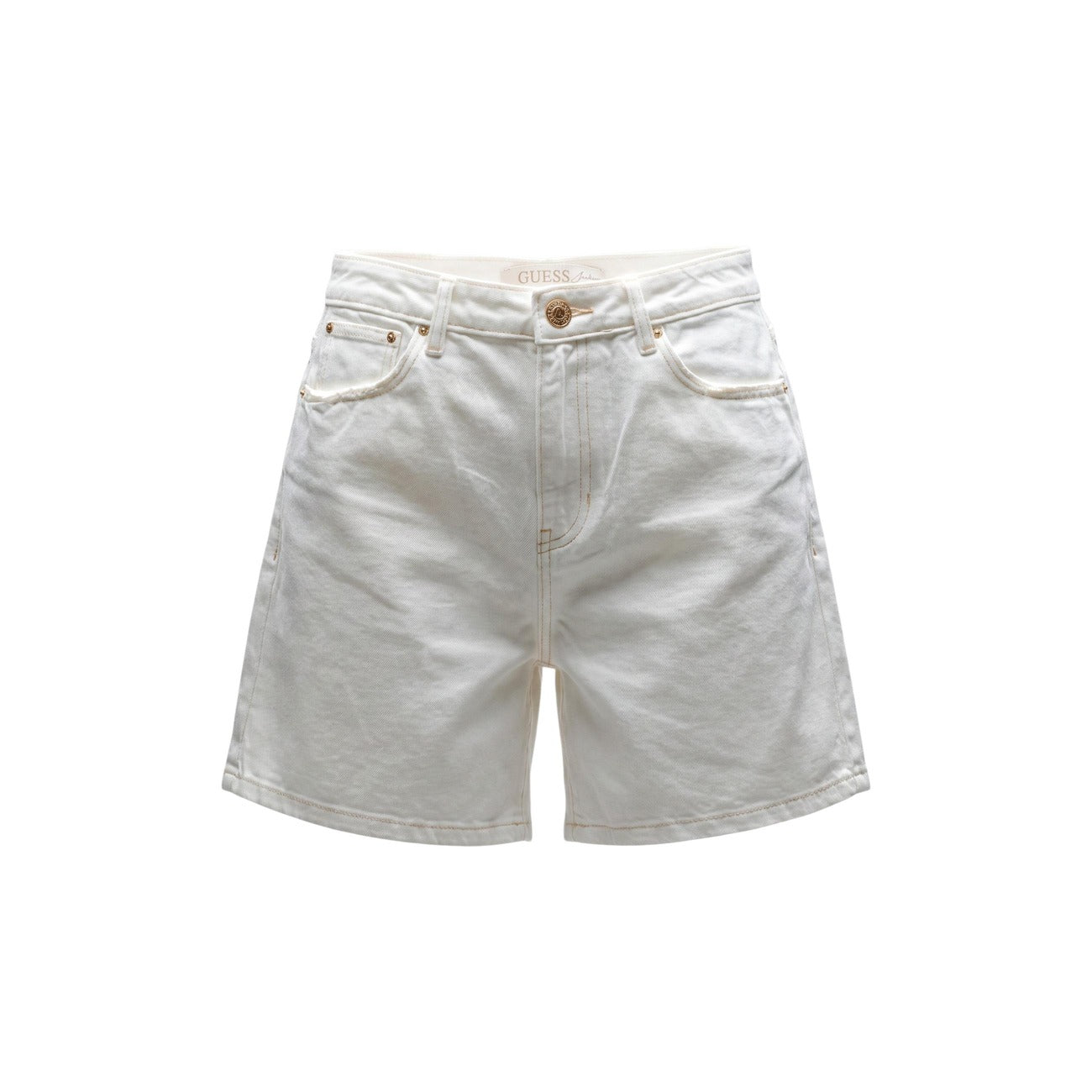 Guess Shorts Donna Super Relaxed Bianco Cotone Lyocell Primavera Estate