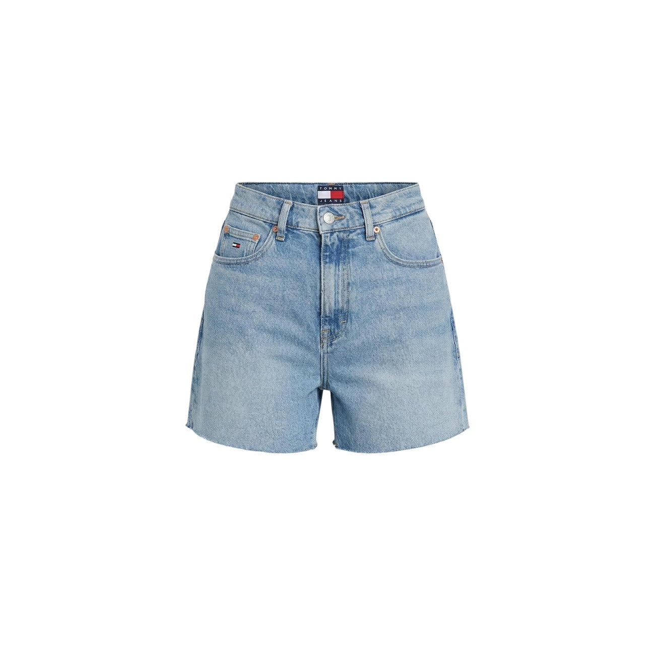 Tommy Hilfiger Jeans Shorts Donna Azzurro Chiaro Vita Alta Zip