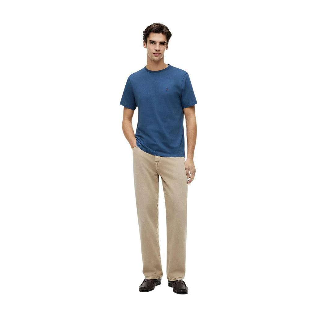 Tommy Hilfiger T Shirt Uomo Azzurro Cotone Organico Maniche Corte