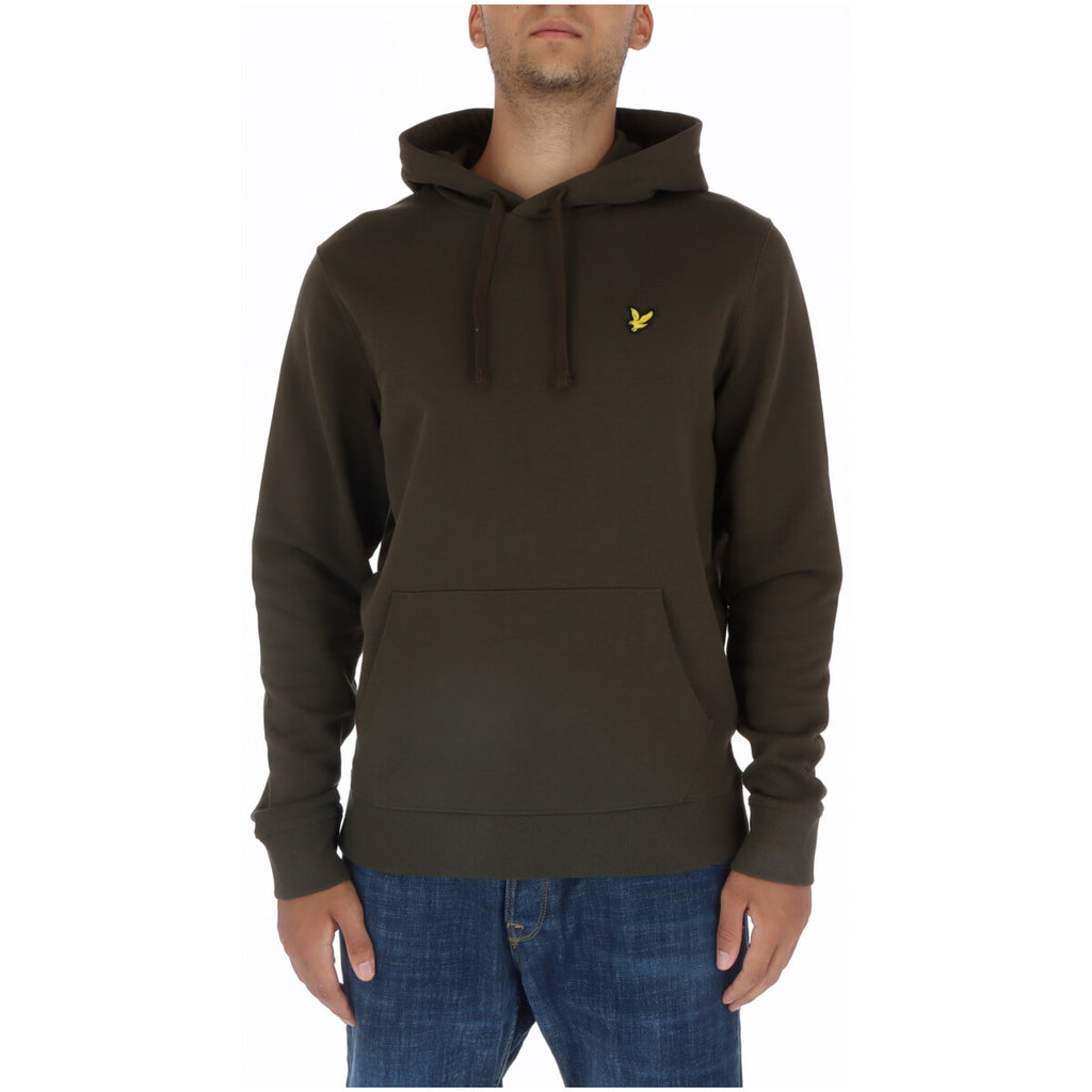 Lyle And Scott Felpa Uomo Verde Stampa Cappuccio Tasche Cotone Puro