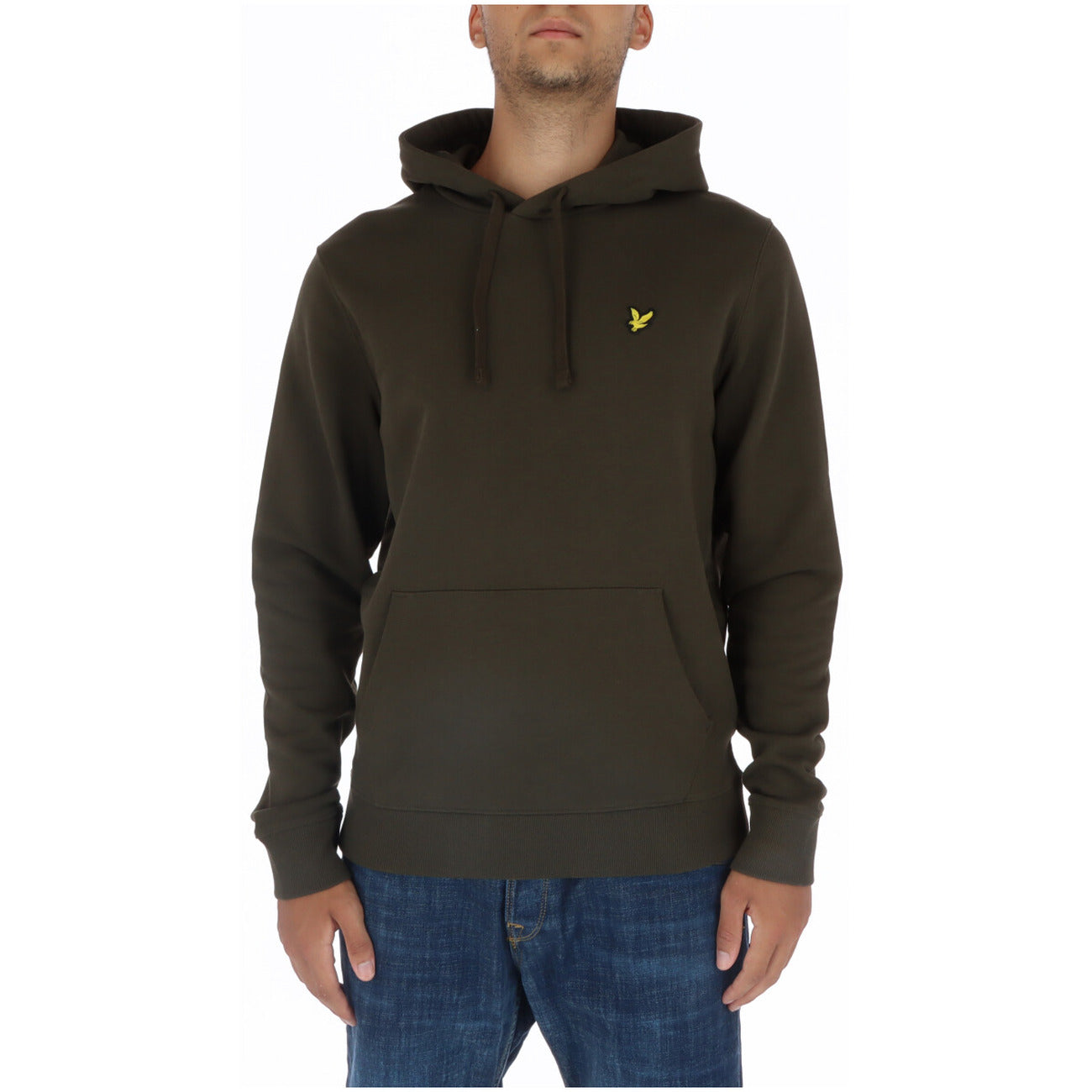 Lyle And Scott Felpa Uomo Verde Stampa Cappuccio Tasche Cotone Puro