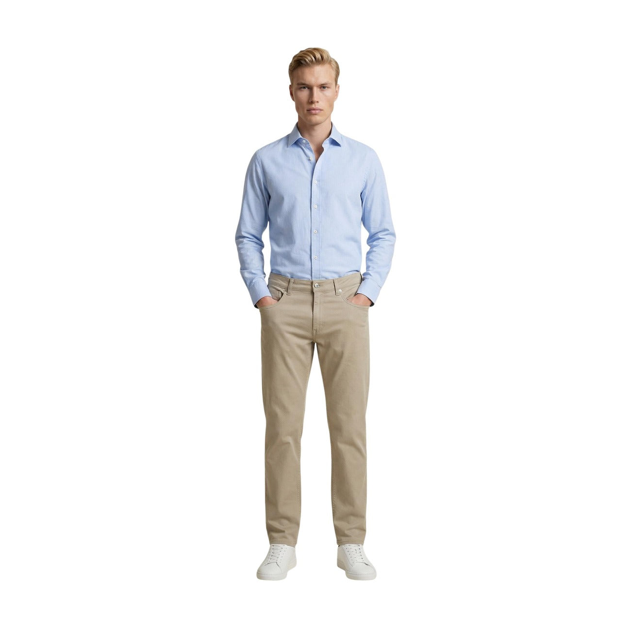 Guess Pantaloni Uomo Beige Primavera Estate In Cotone Elasticizzato