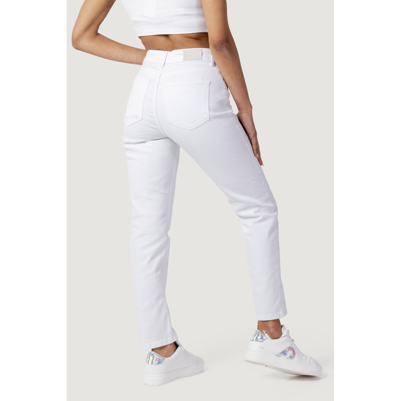 Jeans Donna Only Bianco Elasticizzato Vita Alta 99 Percento Cotone