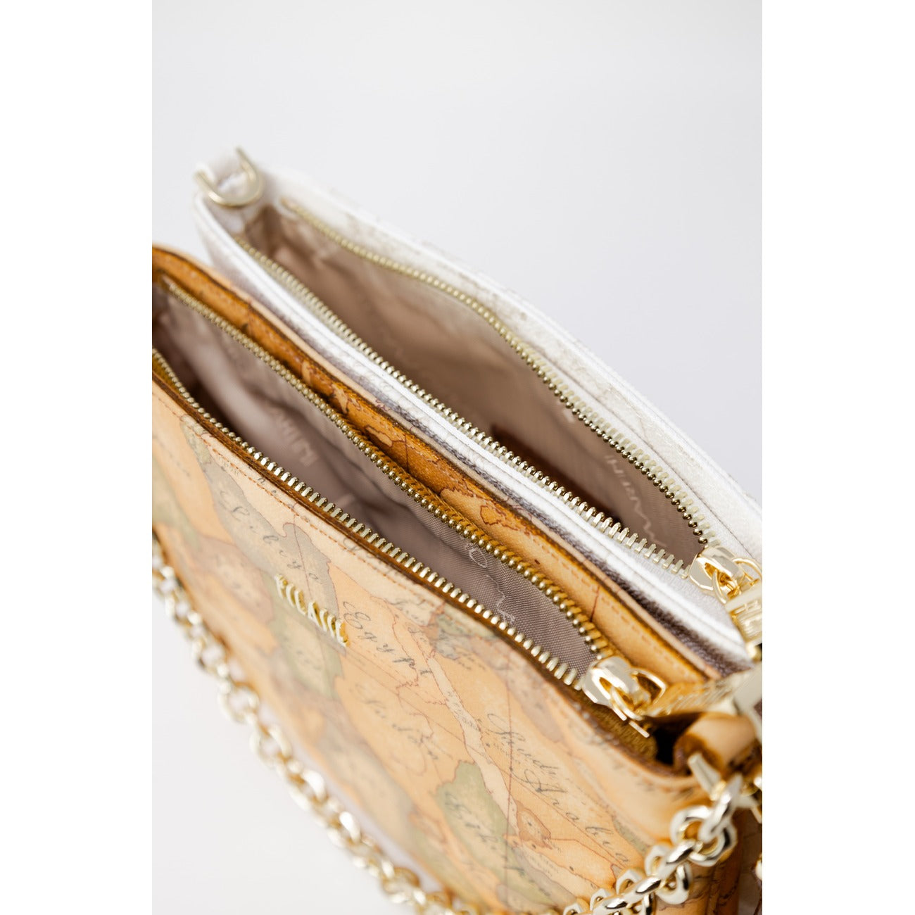 Alviero Martini Prima Classe Borsa A Tracolla Donna Beige In Pelle 70 Percento Made In Italy 16x23x4 Cm Autunno Inverno