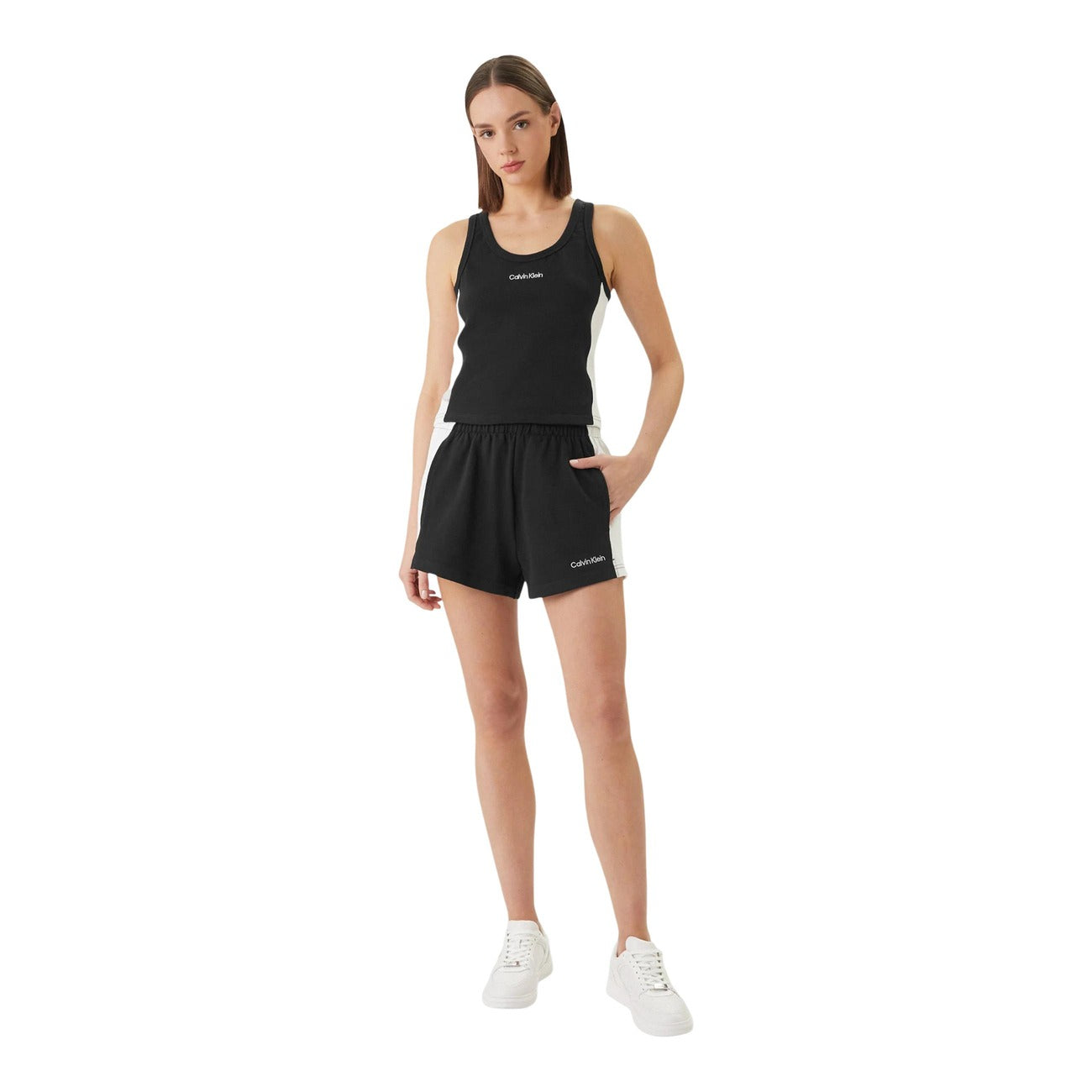 Calvin Klein Jeans Canotta Donna Cotone 100 Nero Scollo Tondo