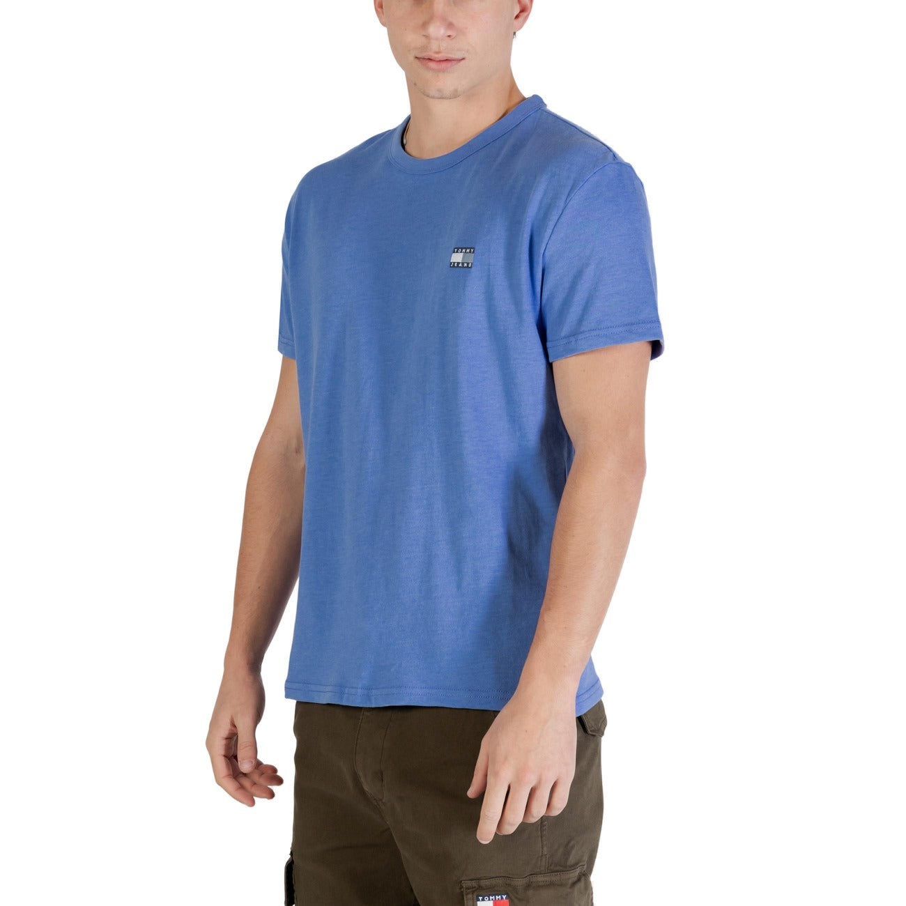Tommy Hilfiger Jeans T Shirt Uomo Azzurro Cotone Organico Maniche Corte