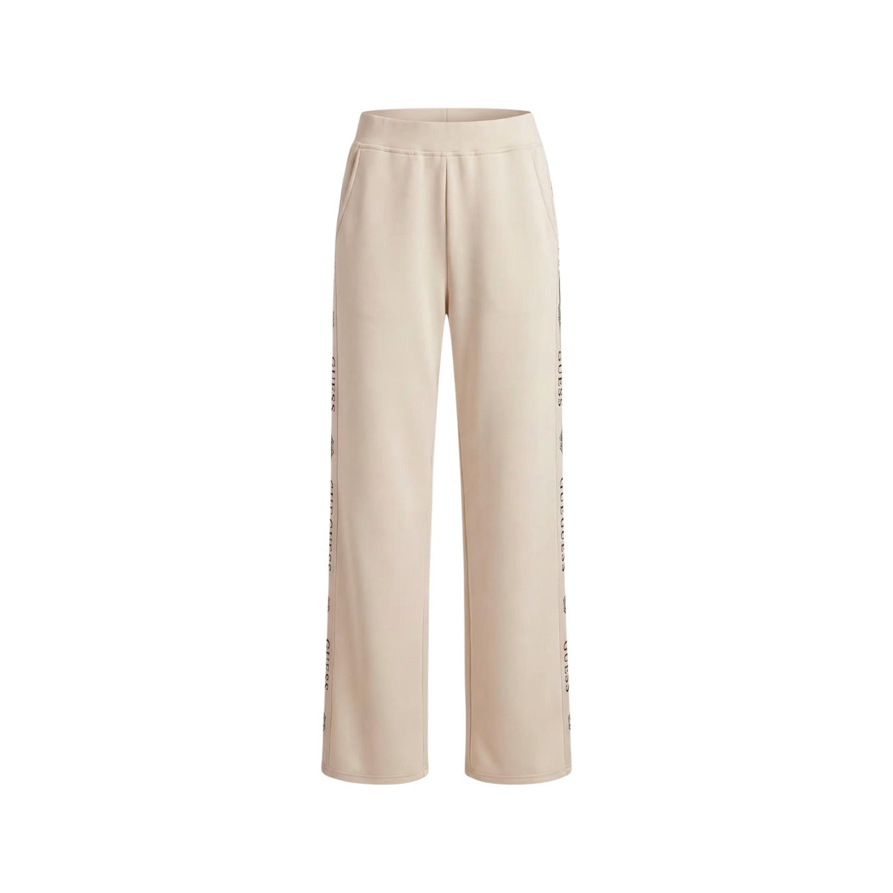Pantaloni Donna Guess Beige In Modal Poliestere E Spandex Con Lacci