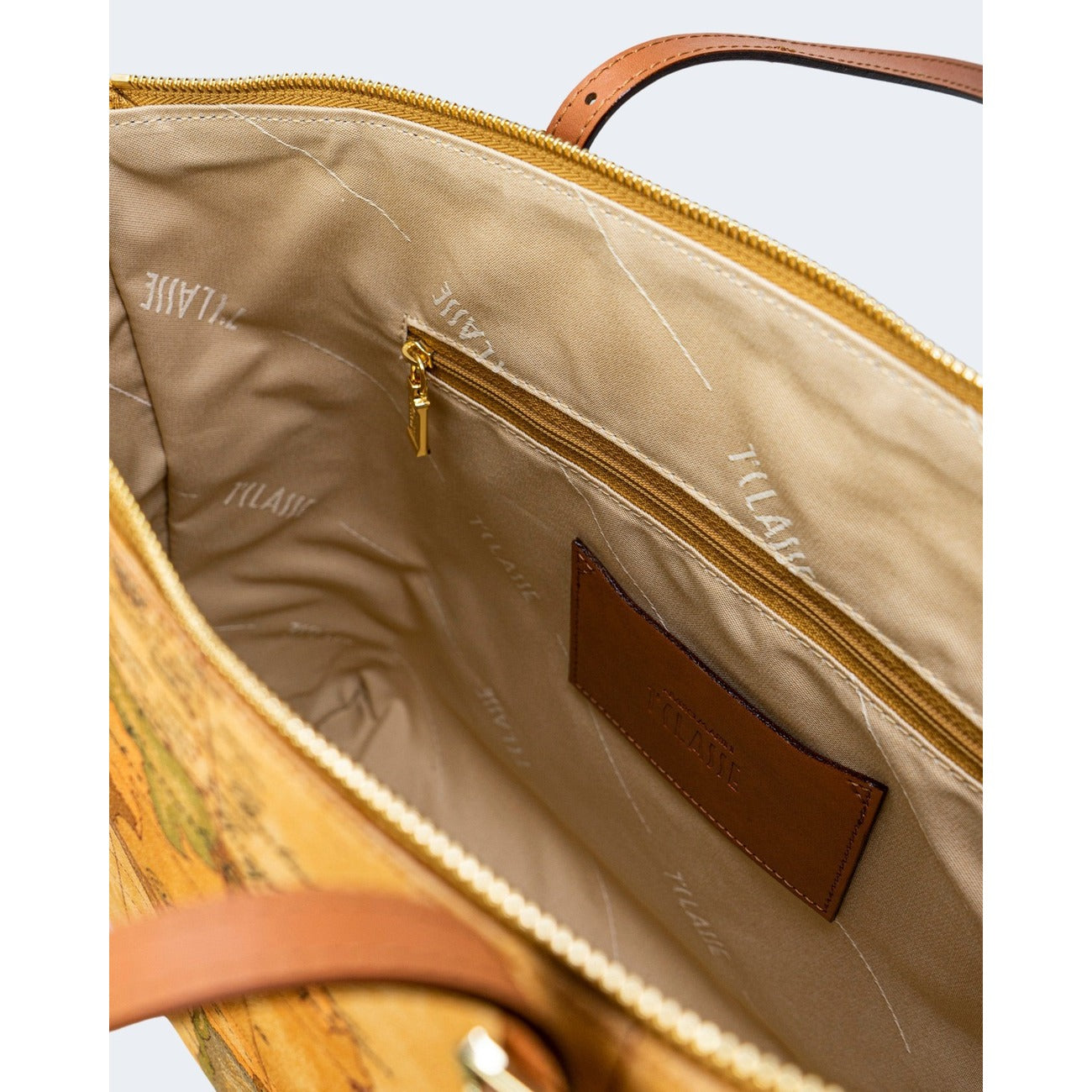 Alviero Martini Prima Classe Borsa Donna Beige A Mano Pelle Made In Italy Chiusura Con Cerniera W38 H29 L14