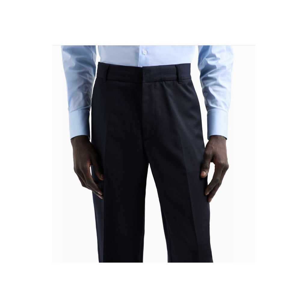Emporio Armani Pantaloni Uomo Lana Vergine Blu Primavera Estate