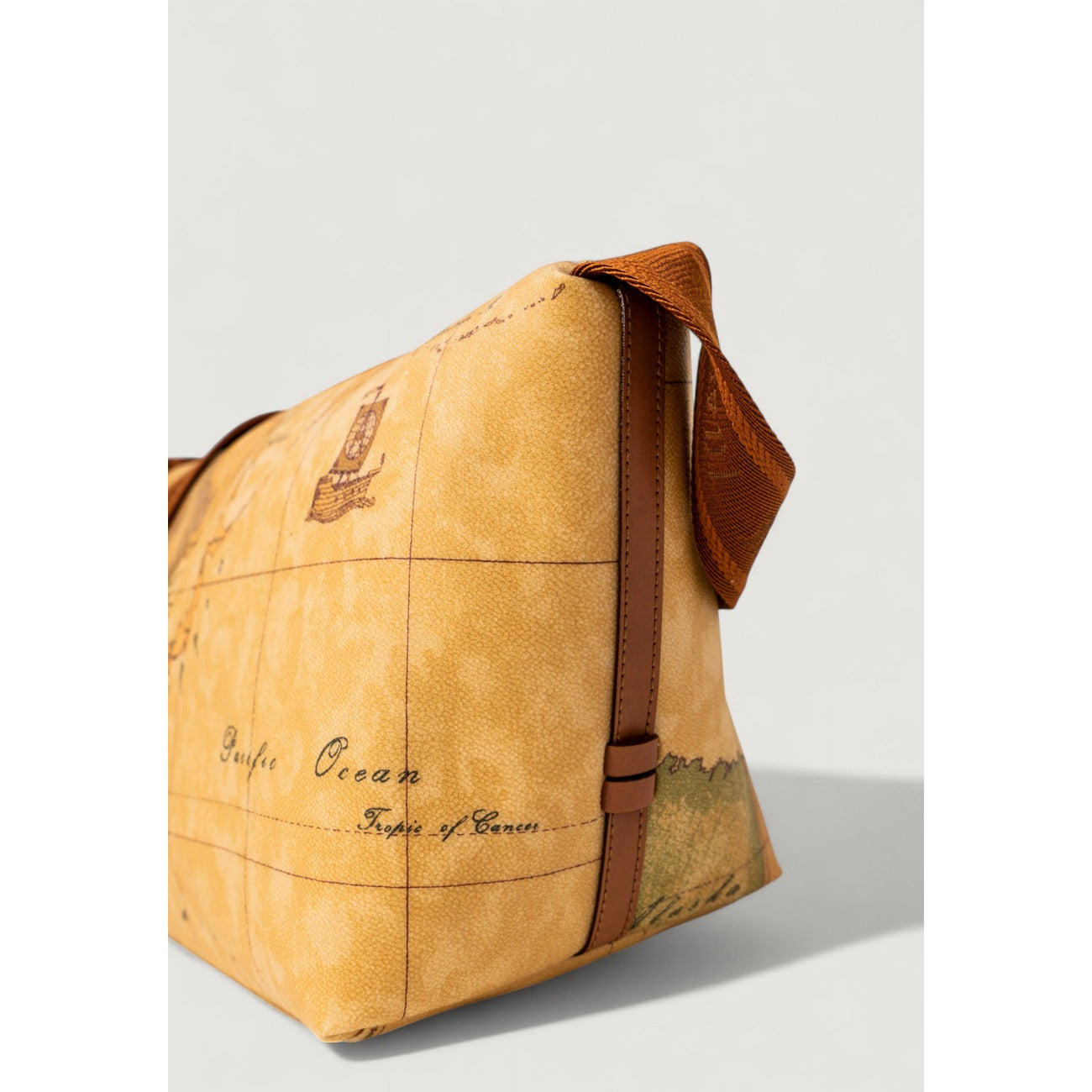 Alviero Martini Prima Classe Borsa Donna Beige In Cotone Ed Ecopelle Made In Italy Con Zip 40x22x18 Cm