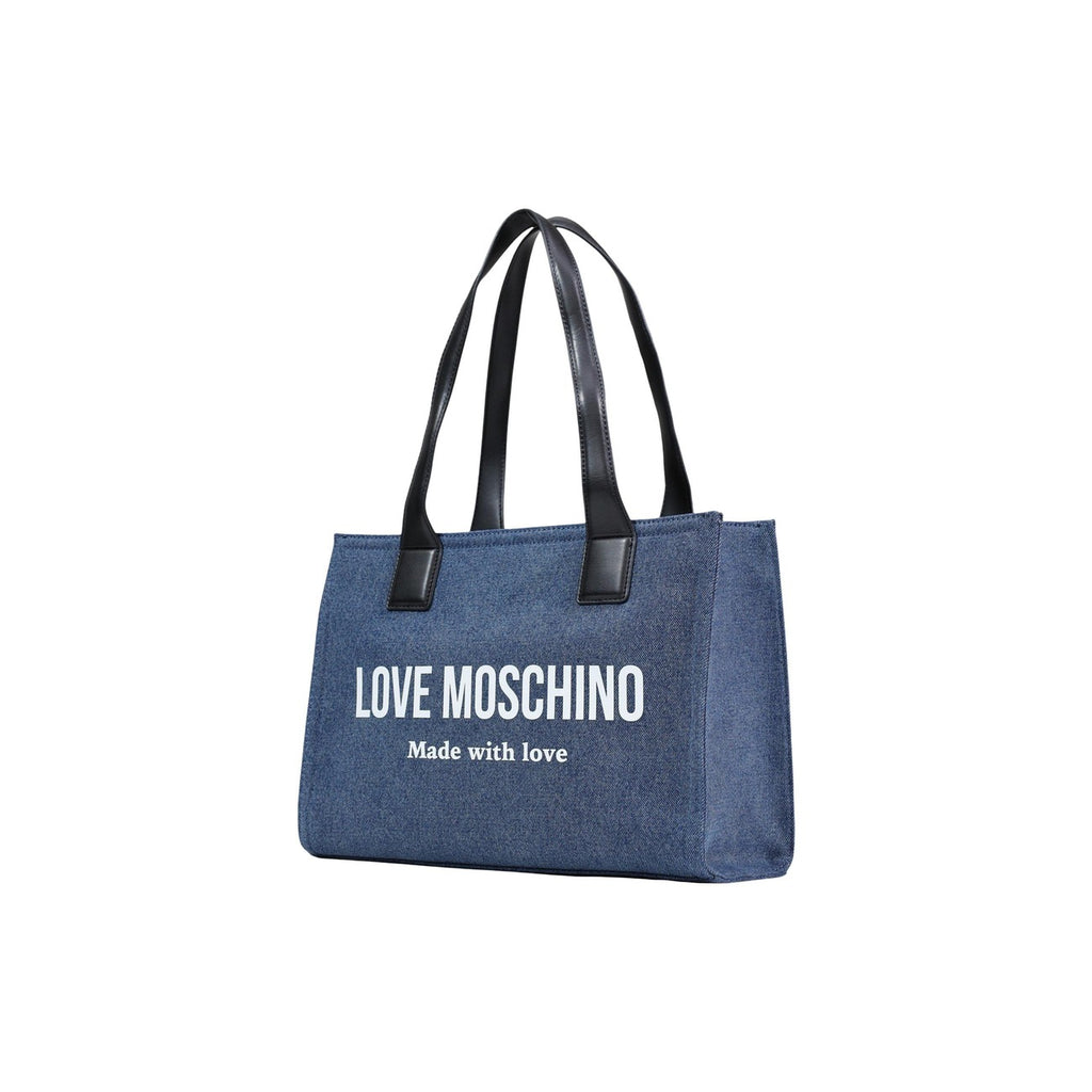 Love Moschino Borsa Donna Blu Stampa Zip Interna 24x35x13