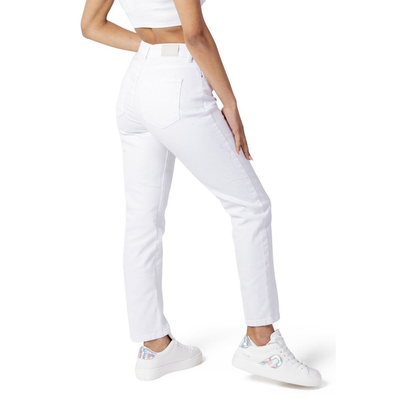 Jeans Donna Only Bianco Elasticizzato Vita Alta 99 Percento Cotone