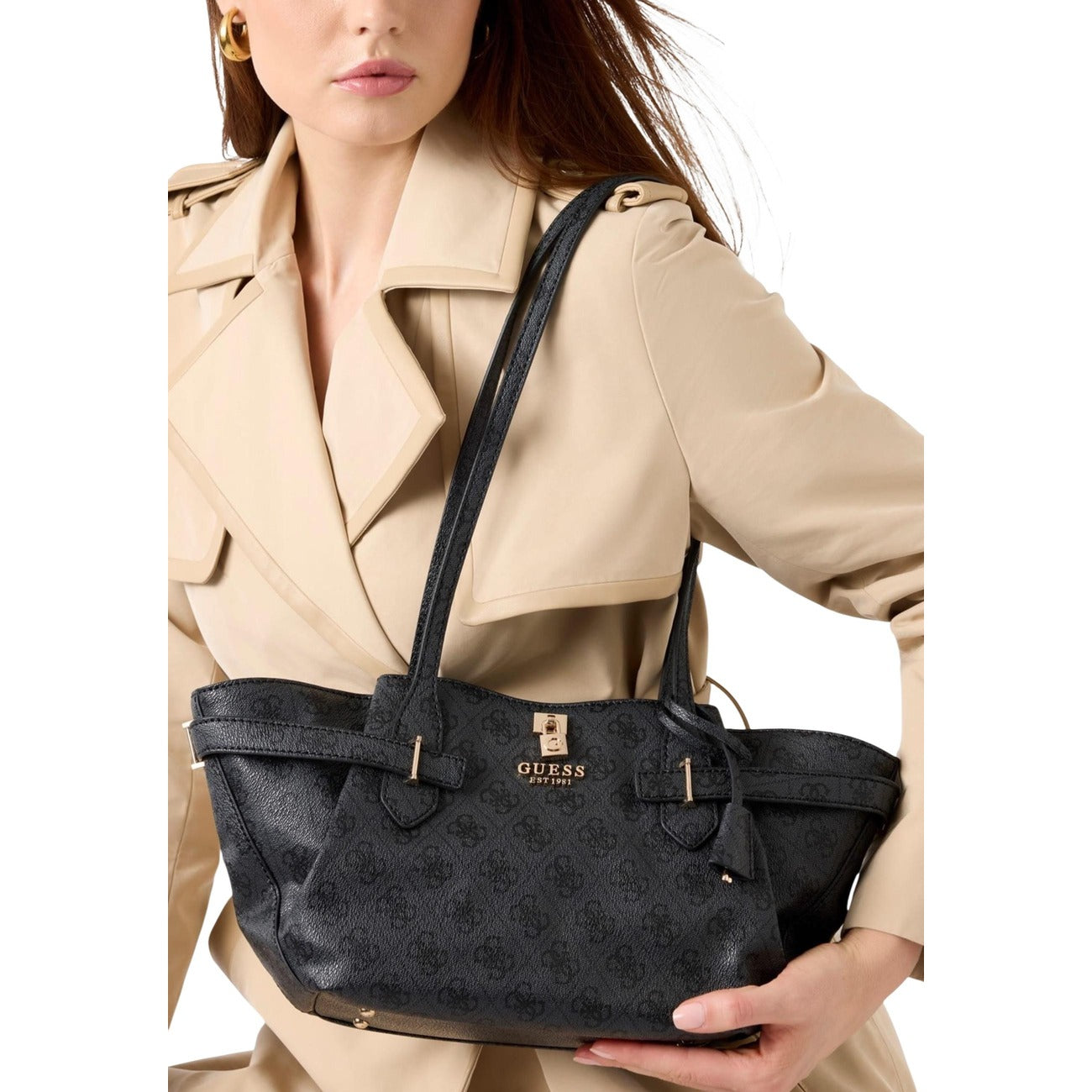 Guess Borsa Donna A Mano Grigia 40x19x12 Primavera Estate