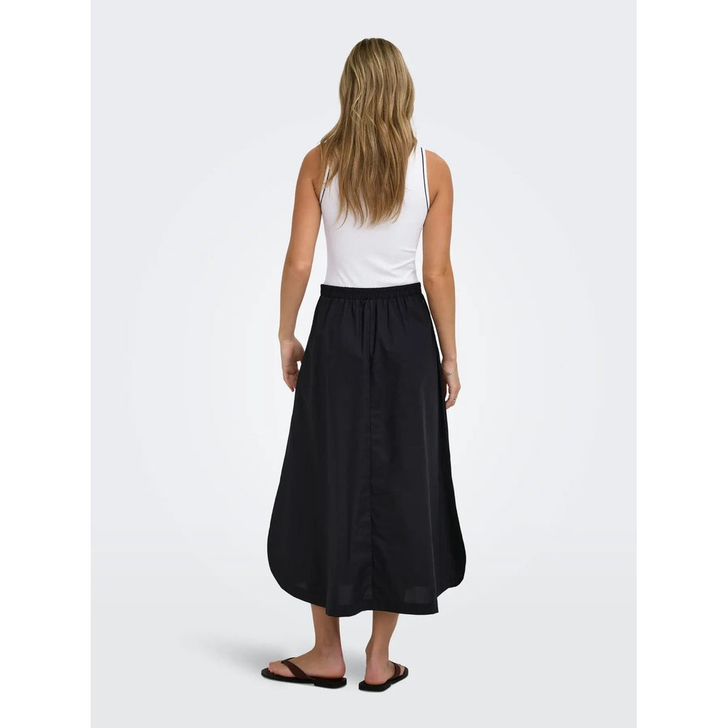 Only Abito Donna Smanicato Nero Cotone Elasticizzato Con Tasche
