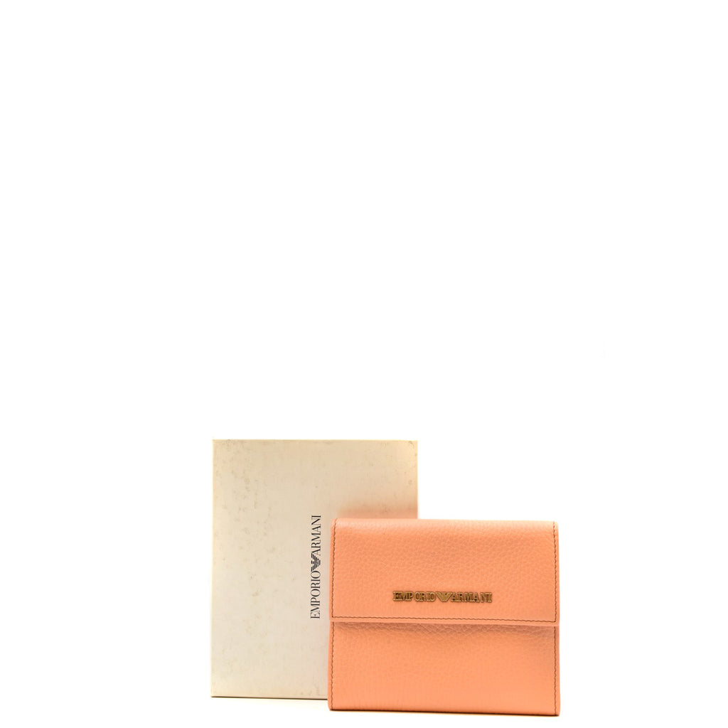Emporio Armani Portafoglio Donna Pelle Corallo Con Bottone E Tasche
