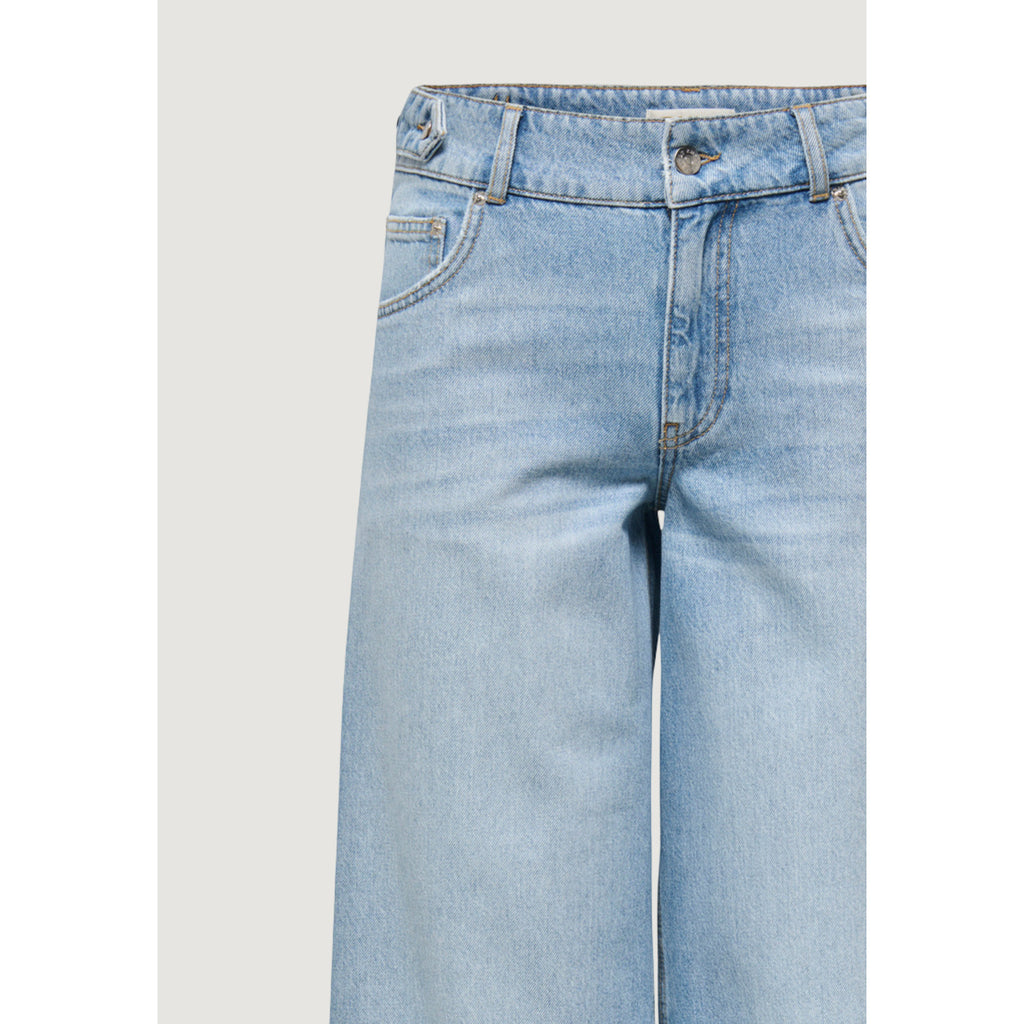 Only Jeans Donna Vita Alta Regular Wide Azzurro Cotone Biologico