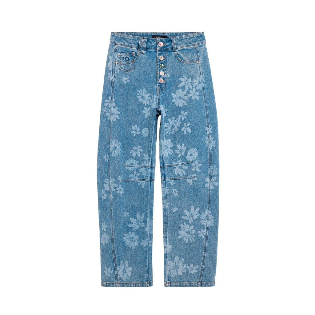 Desigual Jeans Donna Azzurri Con Fantasia Floreale Primavera Estate