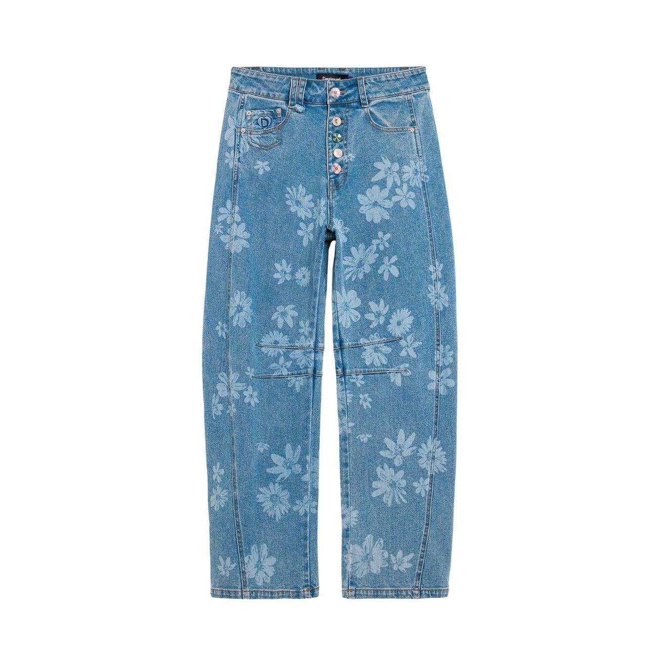 Desigual Jeans Donna Azzurri Con Fantasia Floreale Primavera Estate
