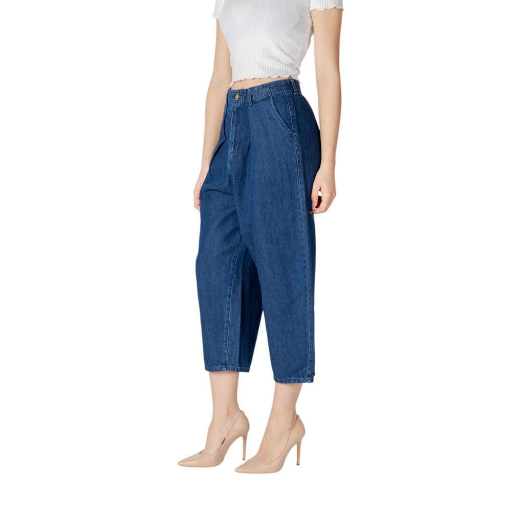 Only Jeans Donna Azzurro Vita Media 100 Cotone Zip E Bottone
