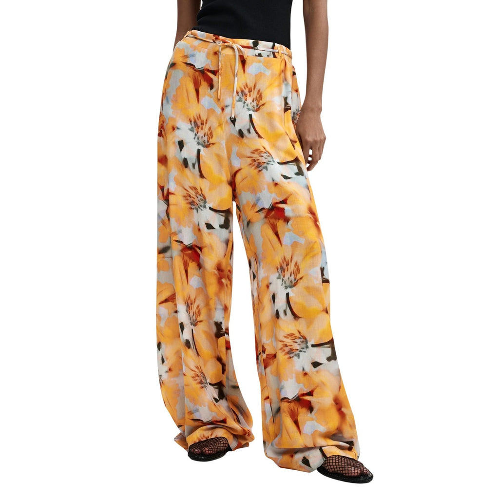 Desigual Pantaloni Donna Viscosa Floreale Arancione Primavera Estate
