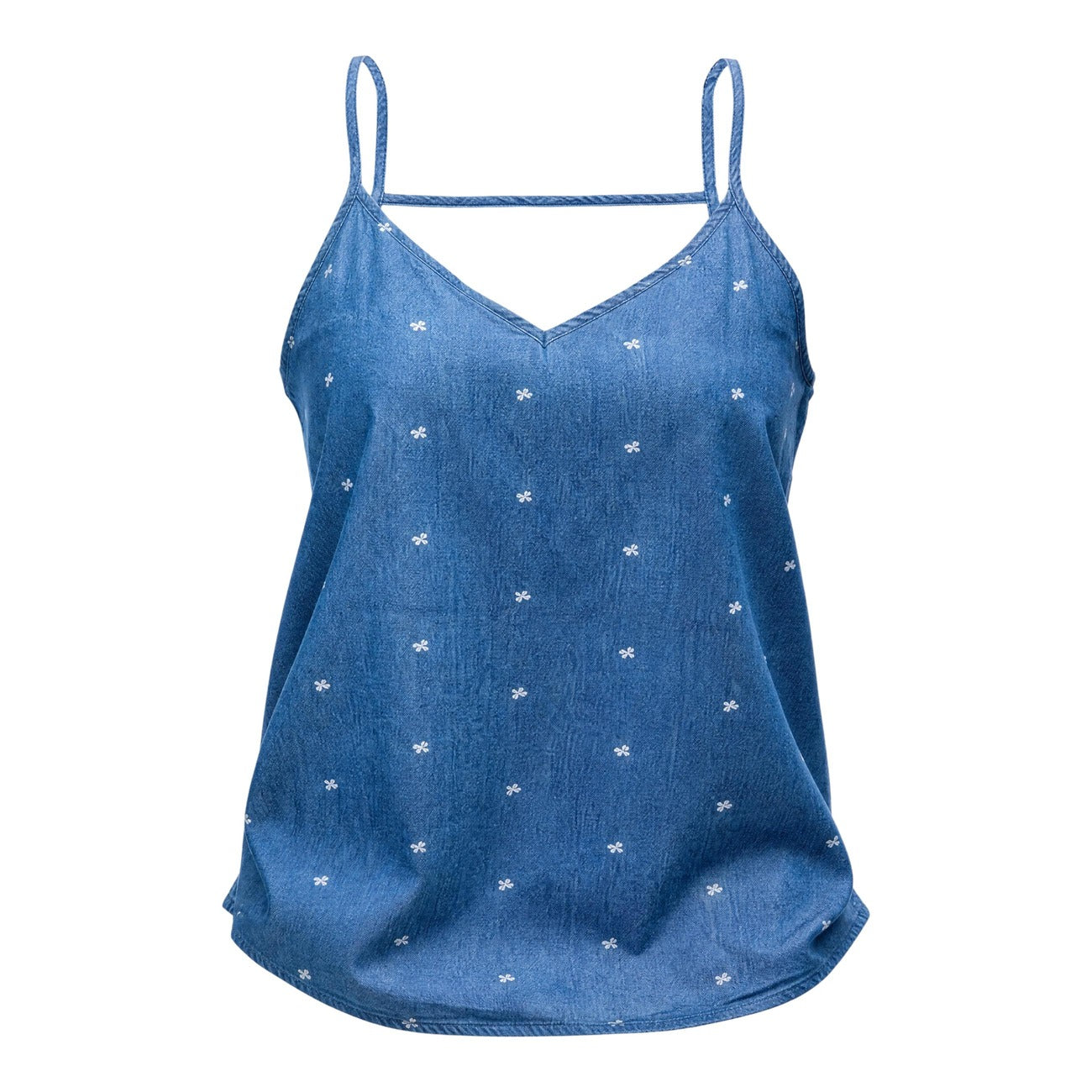 Only Canotta Donna Cotone Blu Scollo A V Spalline Primavera Estate