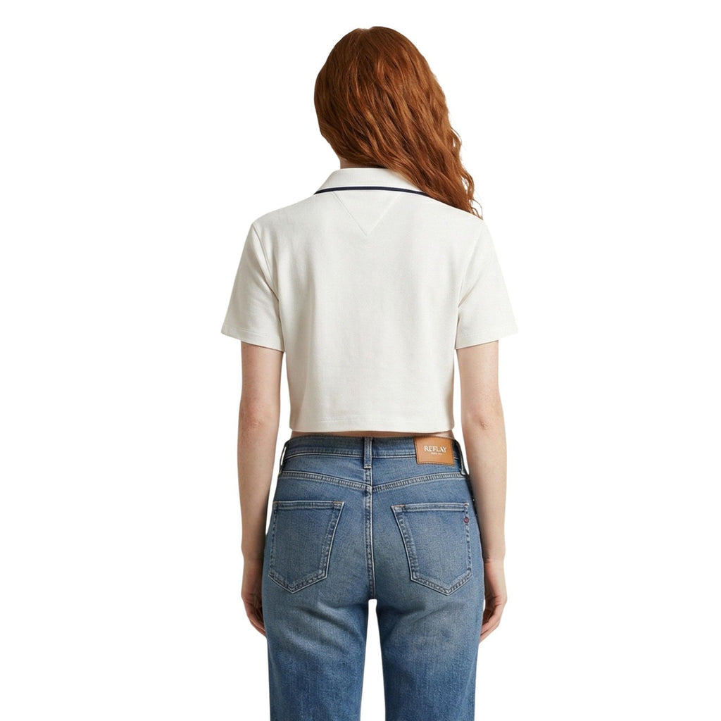 Tommy Hilfiger Jeans Top Donna Polo Bianco Cotone Organico
