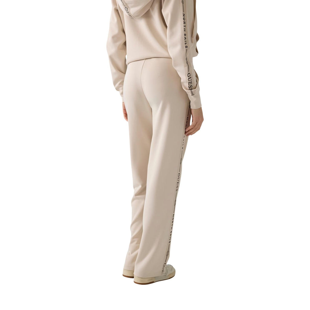 Pantaloni Donna Guess Beige In Modal Poliestere E Spandex Con Lacci