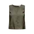 Only Blusa Donna Verde Smanicata Scollo Tondo Con Bottoni In Viscosa