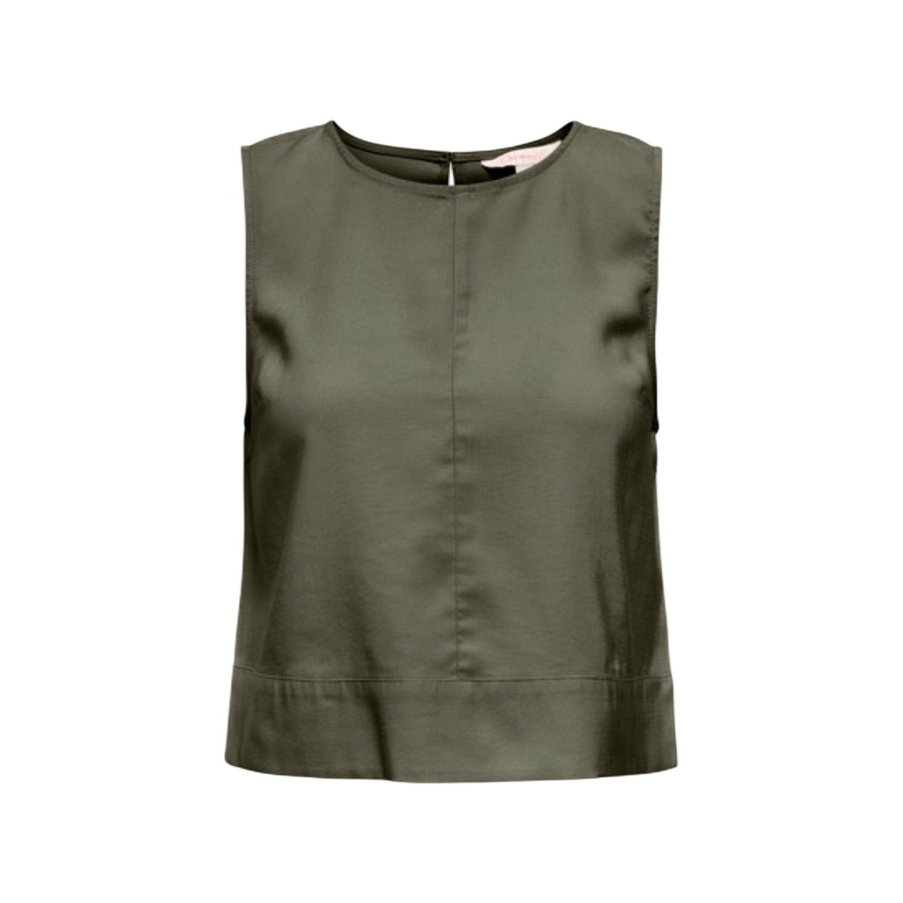 Only Blusa Donna Verde Smanicata Scollo Tondo Con Bottoni In Viscosa