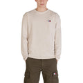 Tommy Hilfiger Jeans T Shirt Uomo Maniche Lunghe Beige Cotone Organico