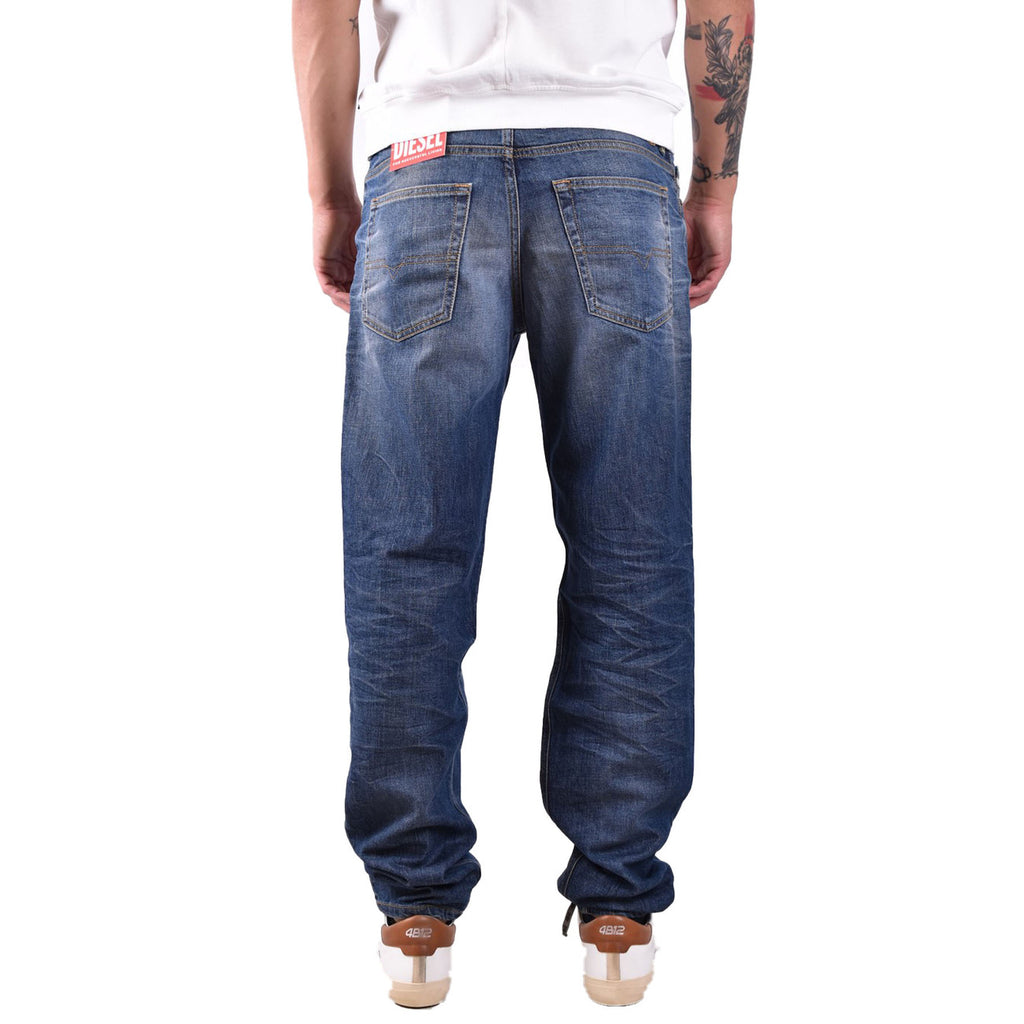 Diesel Jeans Uomo Blu Effetto Consumato Zip E Bottone Primavera Estate