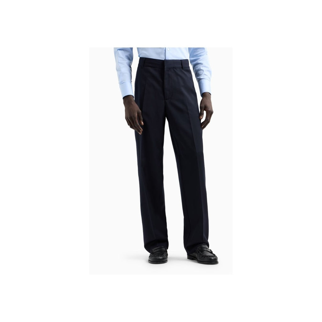 Emporio Armani Pantaloni Uomo Lana Vergine Blu Primavera Estate
