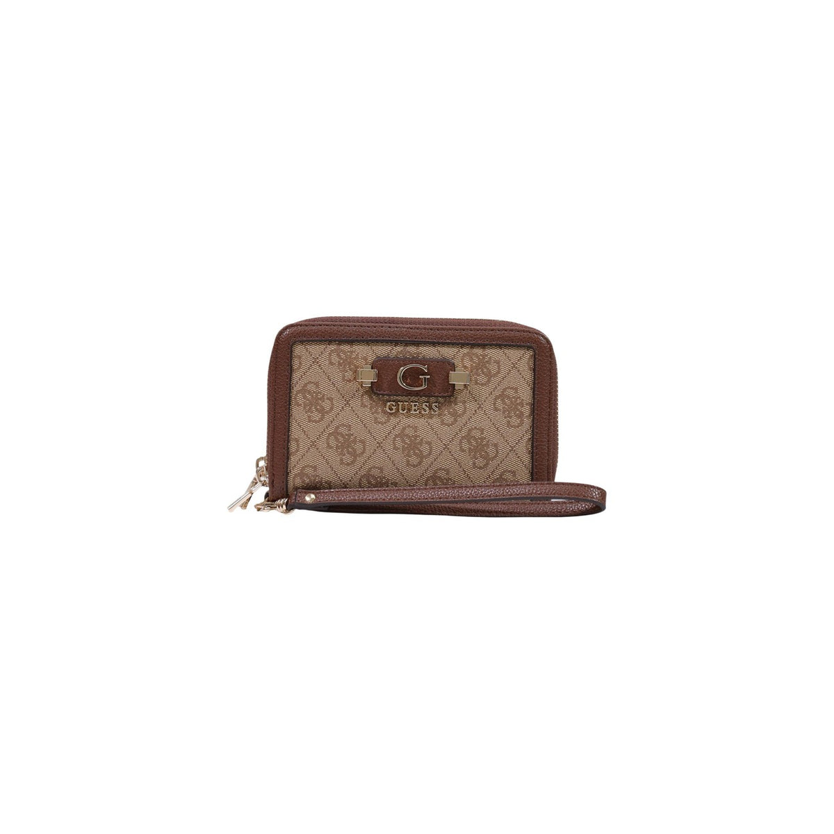 Guess Portafoglio Donna Grigio Stampa Logo Zip Compatto Con Tasche Interne Ed Esterne 20.5x10.5x2 cm