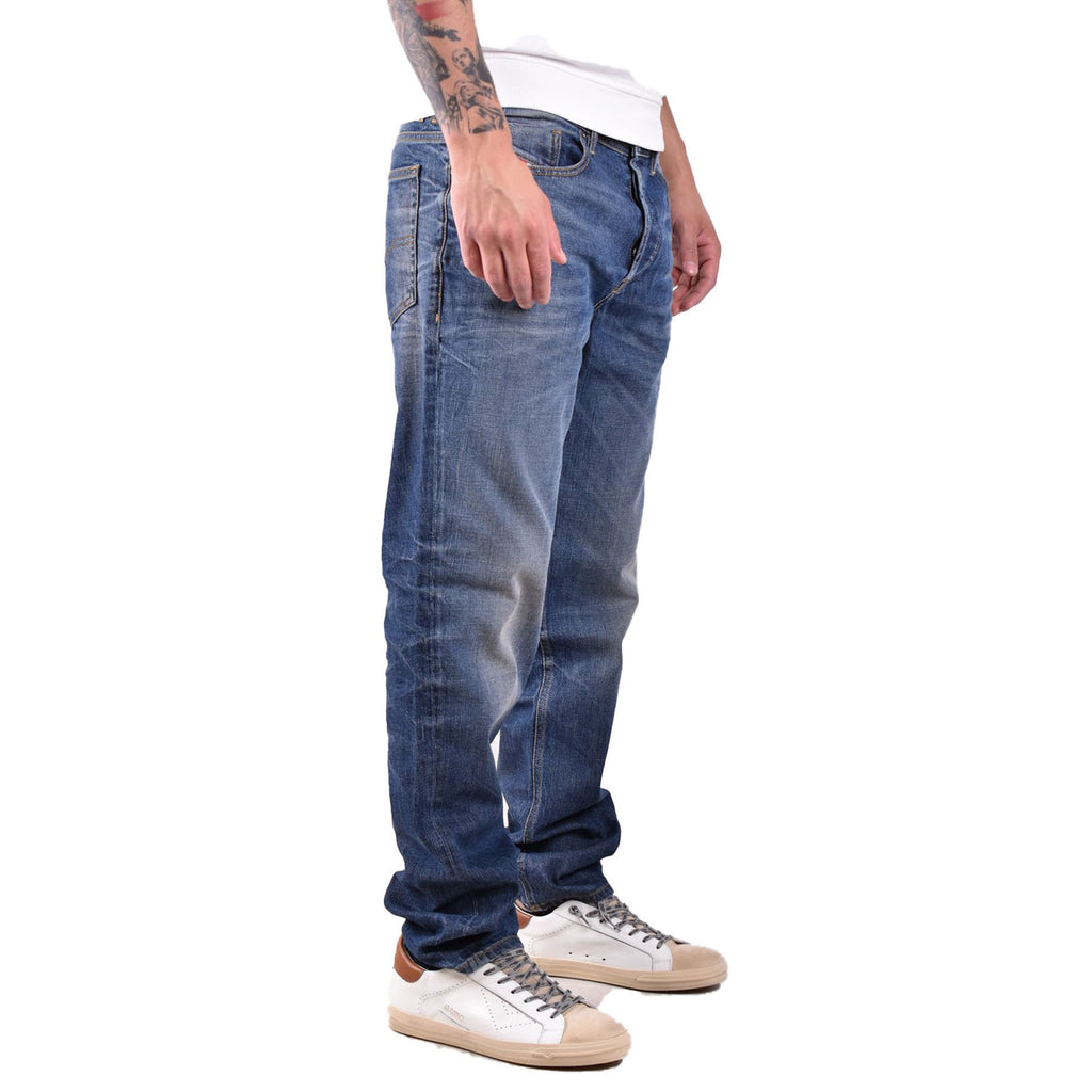 Diesel Jeans Uomo Blu Effetto Consumato Zip E Bottone Primavera Estate
