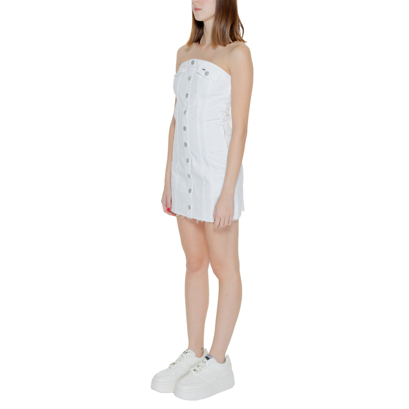 Tommy Hilfiger Jeans Abito Donna Bianco 99 Cotone 1 Elastan Primavera Estate