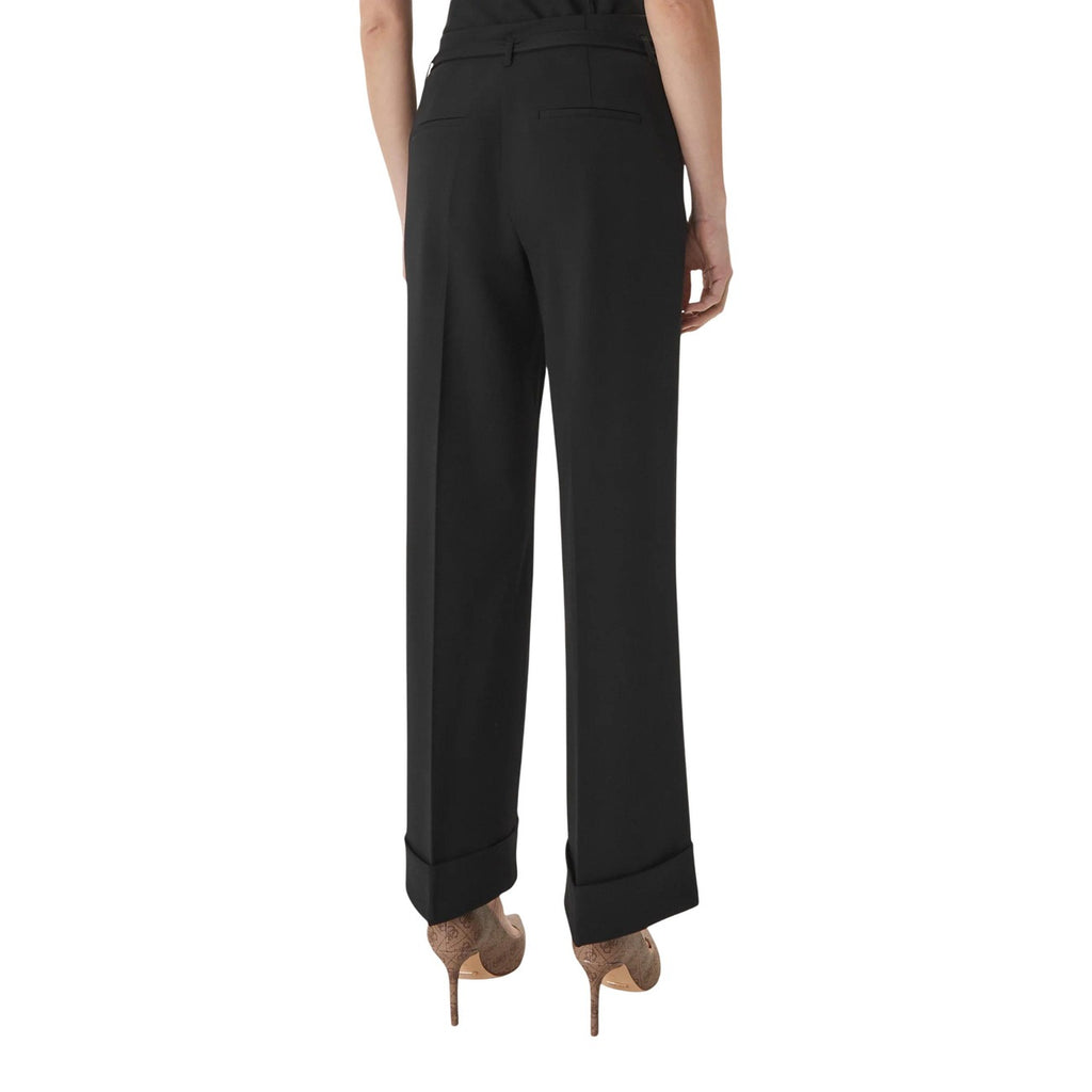 Guess Pantaloni Donna Structured Crepe G Belt Neri Eleganti Primavera Estate