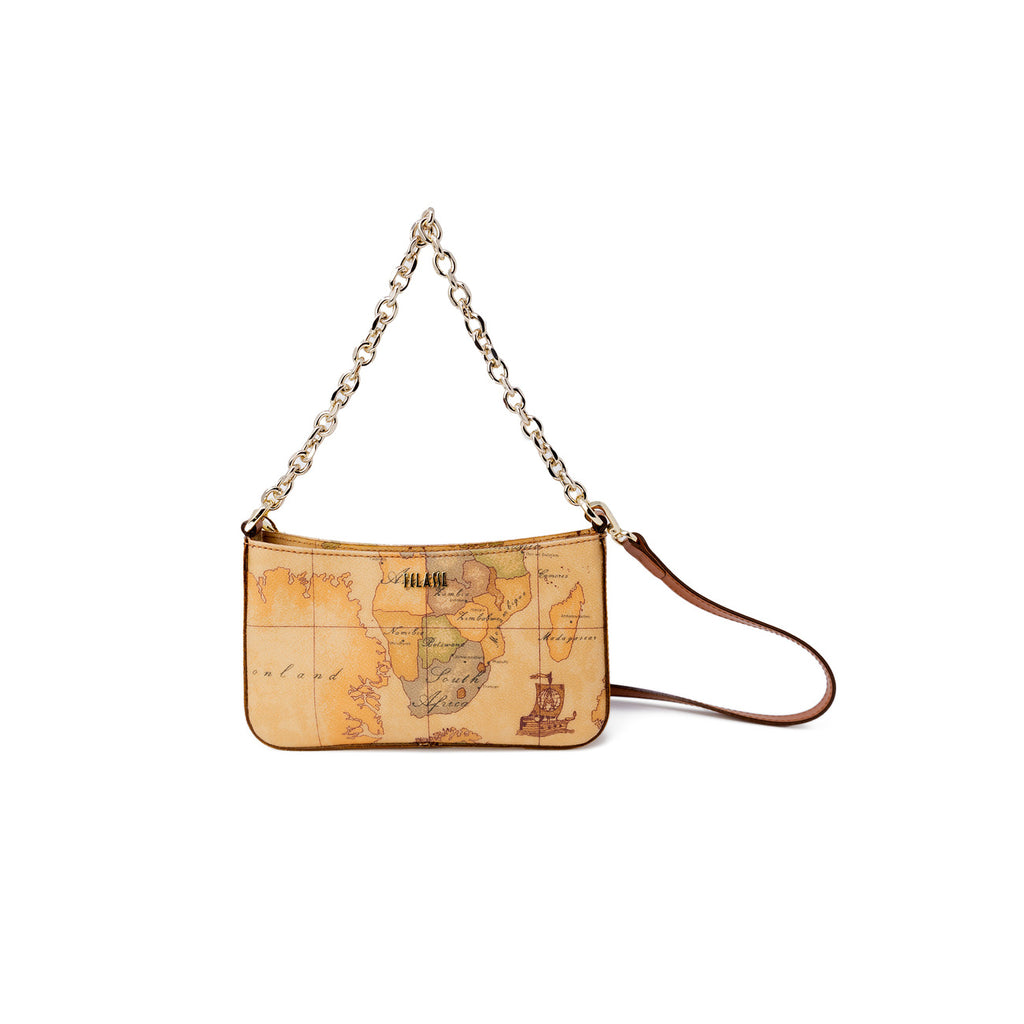 Alviero Martini Prima Classe Borsa Donna A Tracolla Beige Stampa Con Cerniera Made In Italy Autunno Inverno 11.5x19.5x3