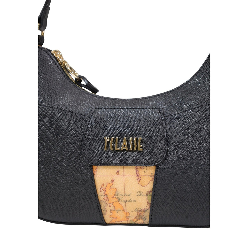 Alviero Martini Prima Classe Borsa Tracolla Donna Nero Stampa Con Zip Tasca Interna 24x17x6 Cm
