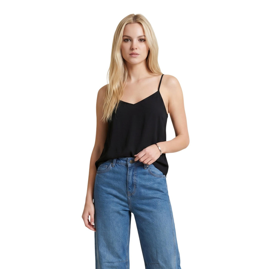 Only Canotta Donna Nero Scollo A V Spalline Viscosa 86 Poliestere 14