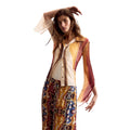 Desigual Camicia Donna Beige Fantasia Colorata Maniche Lunghe Primavera Estate