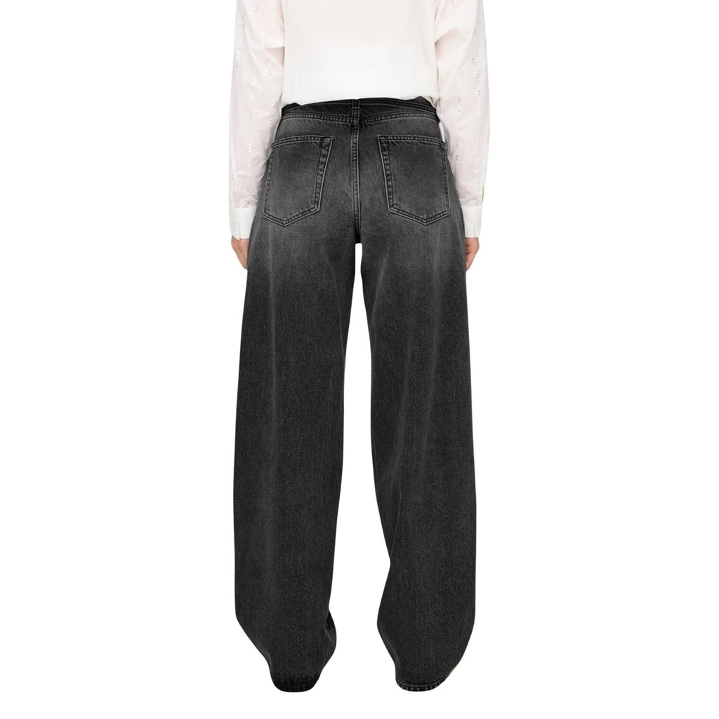 Only Jeans Donna Gianna Mid Waist Straight Nero Con Cintura E Tasche