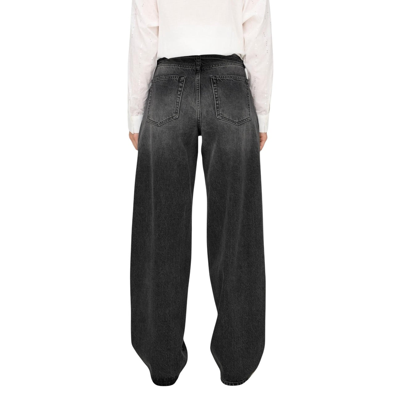 Only Jeans Donna Gianna Mid Waist Straight Nero Con Cintura E Tasche