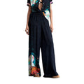 Desigual Pantaloni Donna Viscosa Nero Fantasia Floreale Primavera Estate